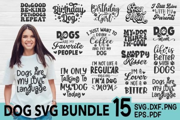 Dog SVG Bundle 15 Designs: Graphics for Crafts