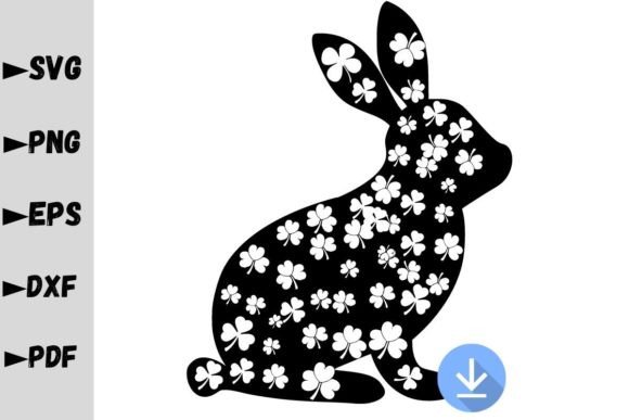 Lucky Bunny Silhouette, Bunny Clover SVG Graphics and Crafts