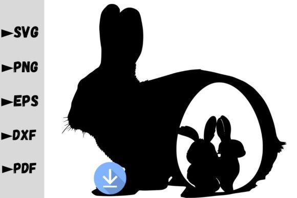 Mama Bunny and Baby Bunnies SVG Graphics for Crafts