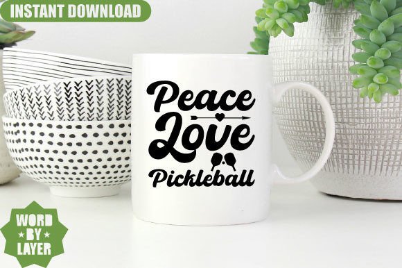 Peace Love Pickleball Svg Design Graphics and Crafts